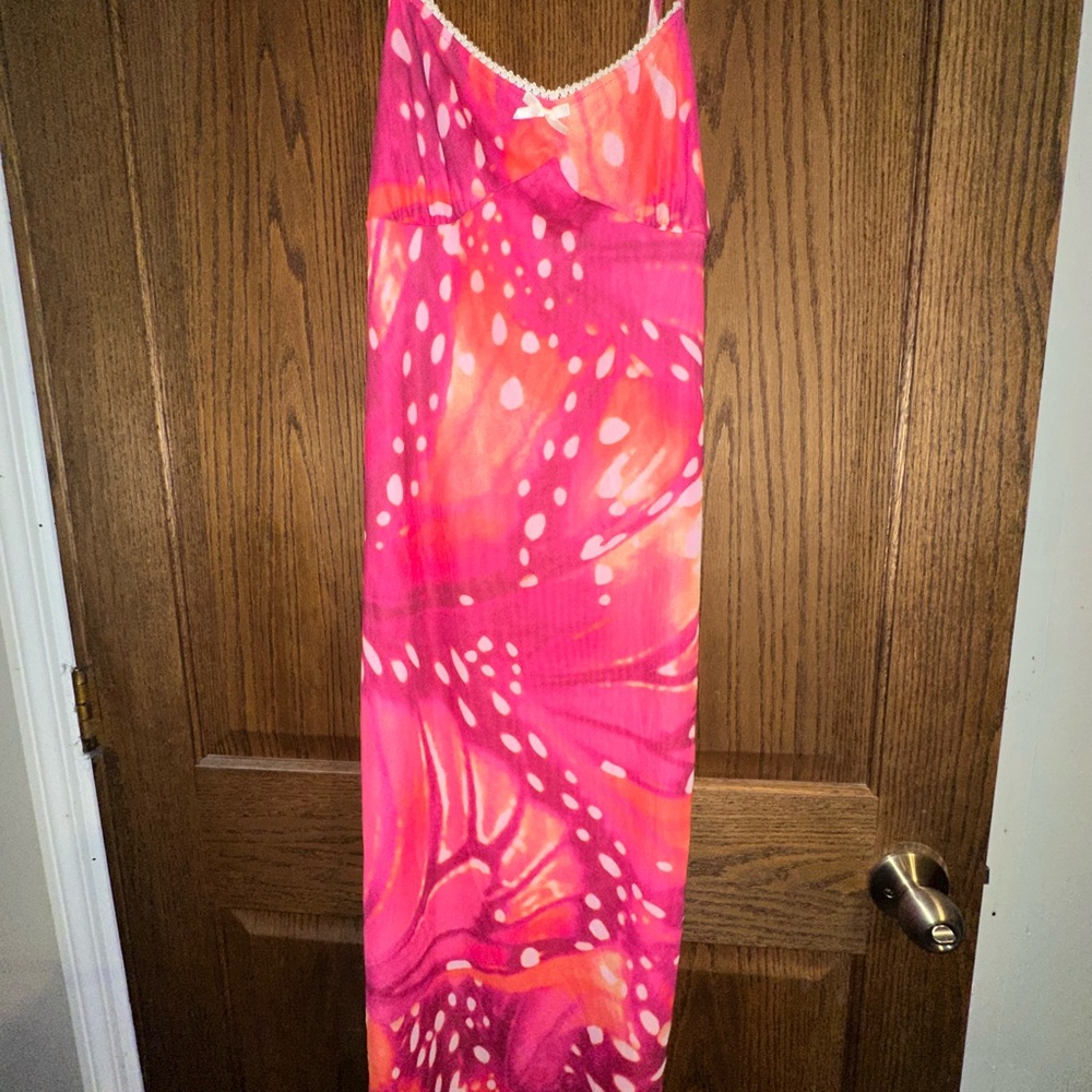 Pink and Orange Spaghetti Strap Sundress